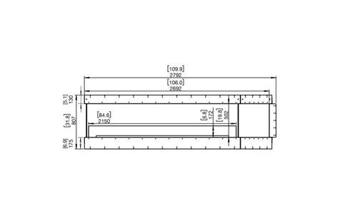 Ecosmart Fire Flex 104PN.BXR Peninsula Fireplace Insert - Black Finish / Stainless Steel Burner - ESF.FX.104PN.BXR